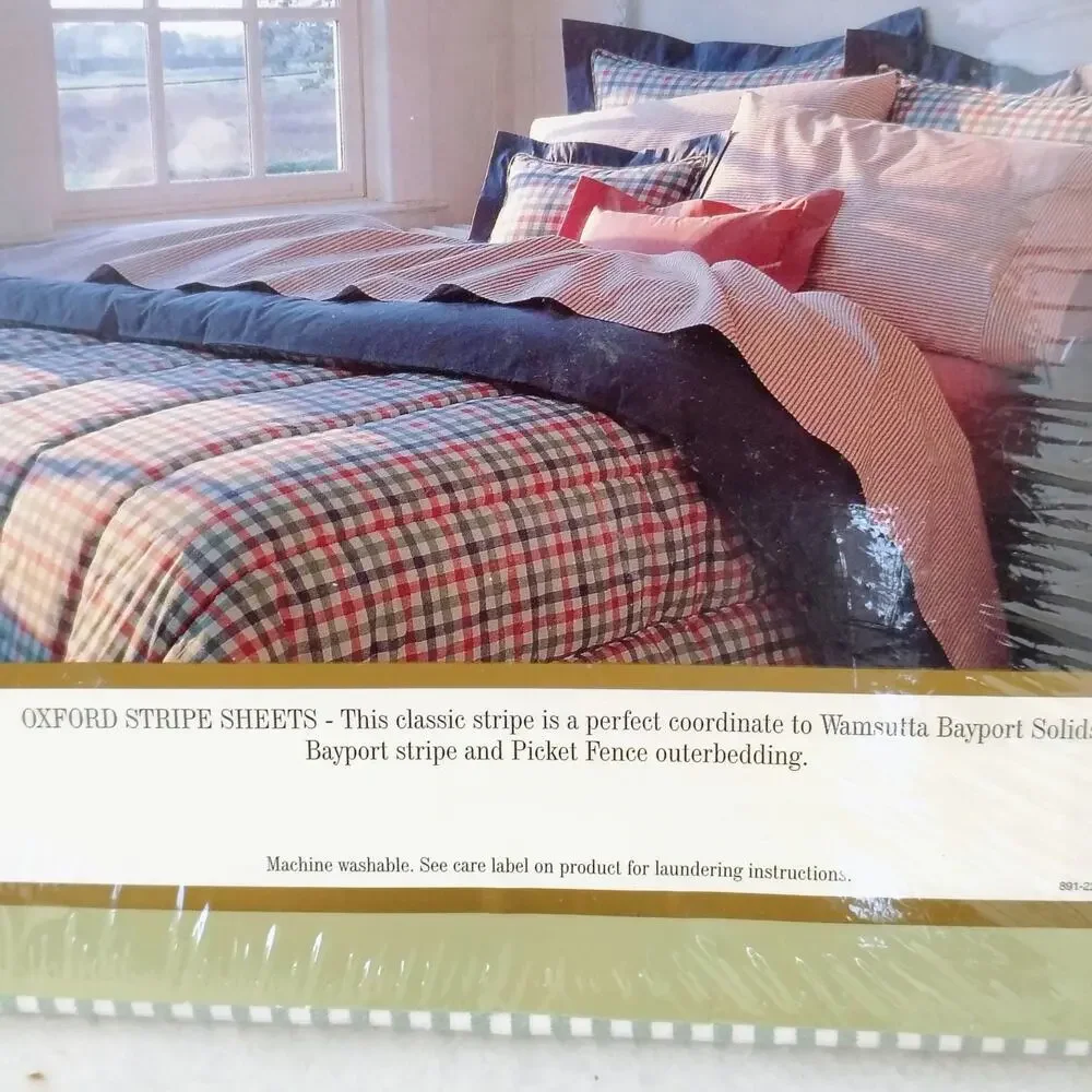 Wamsutta Green Striped Supercale Plus Cotton Blend Twin Flat Sheet NEW Vintage